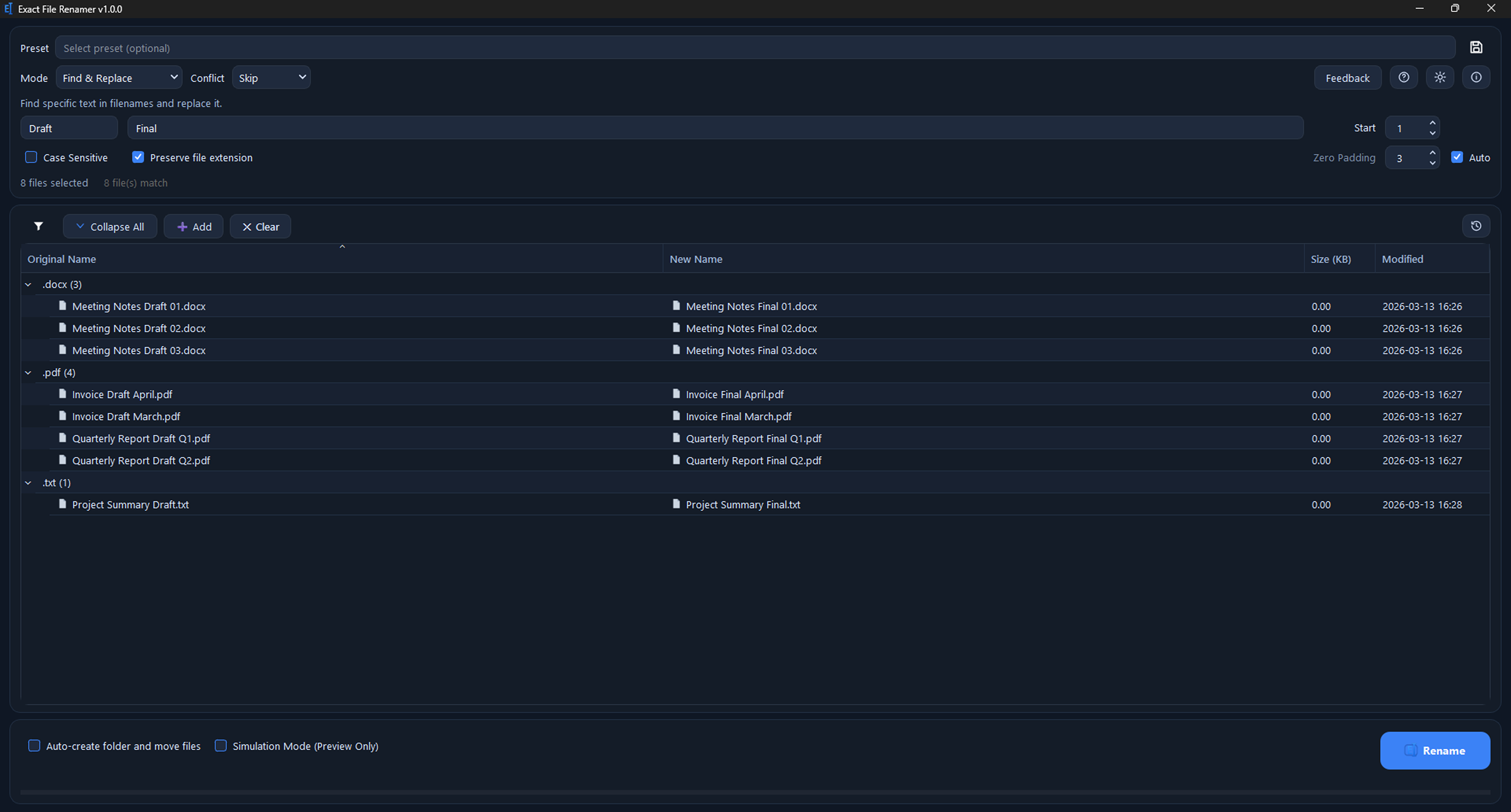 Exact File Renamer screenshot 3